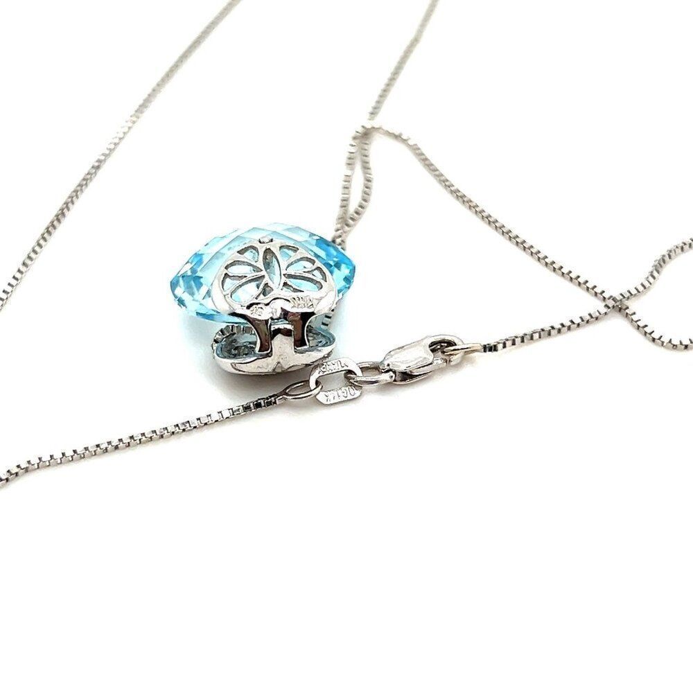 14k Heart Blue Topaz/Diamonds Necklace - Picture 5 of 6